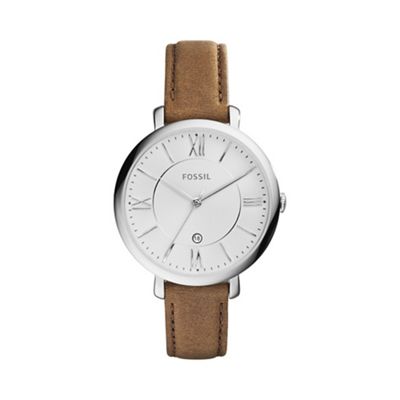 Ladies brown 'jacqueline' leather strap watch es3708